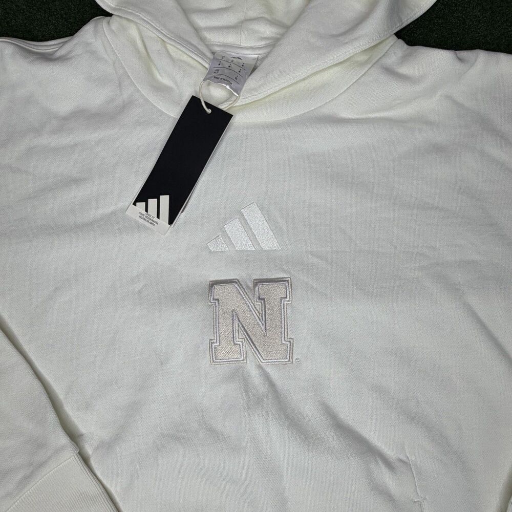Sz M adidas Nebraska All SZN French Terry Hoodie Off-White NCAA